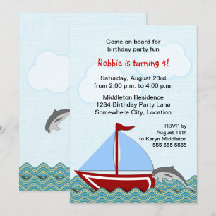 Nautical Sailboat Birthday Party Invitation