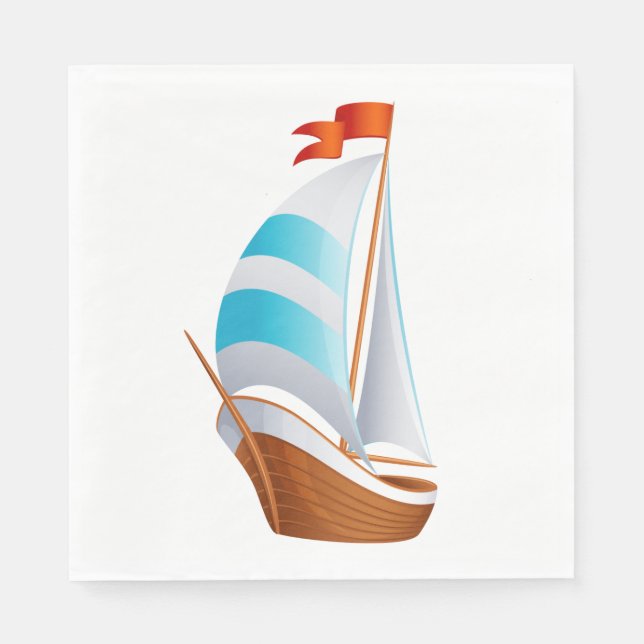 Nautical Sailboat Blue Turquoise - Ocean Beach Napkin (Front)