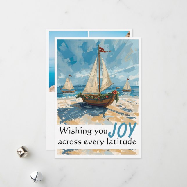 Nautical Sailboat Christmas Card (Front/Back In Situ)