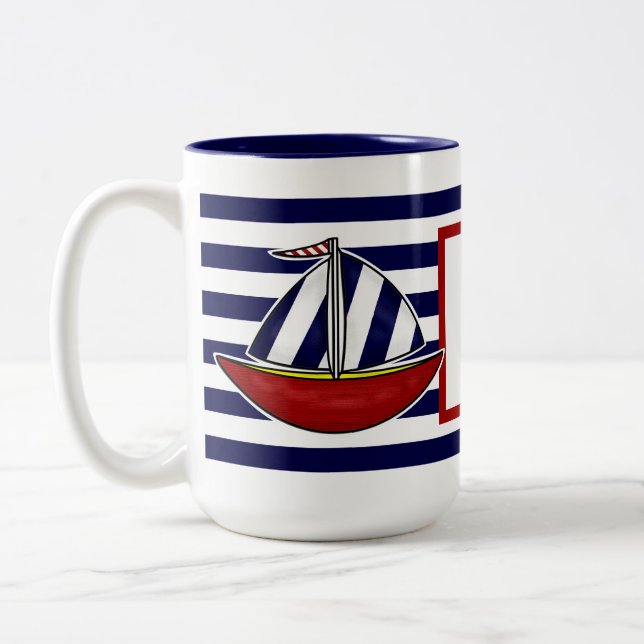 Nautical Sailboat Coffee Mug (Left)