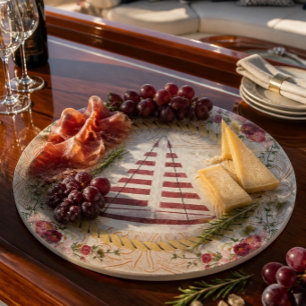 Nautical Sailboat & Floral Roseate Cutting Board