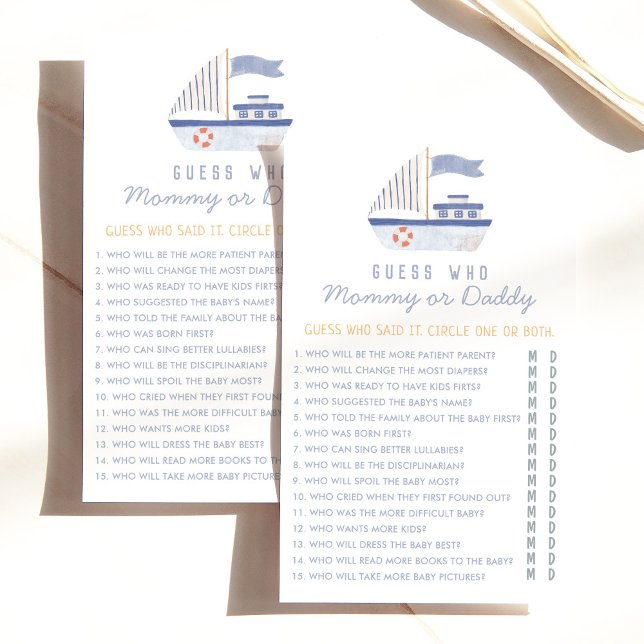 Nautical Sailboat Guess Who Baby Shower Game (Creator Uploaded)