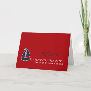 Nautical Sailboat Let Your Dreams Set Sail NAME Card