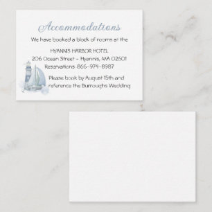 Nautical Sailboat Lighthouse Wedding Accommodation Enclosure Card