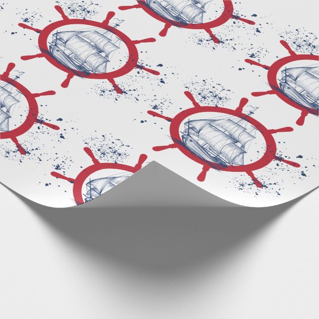Nautical Sailboat Marine Wrapping Paper (Corner)