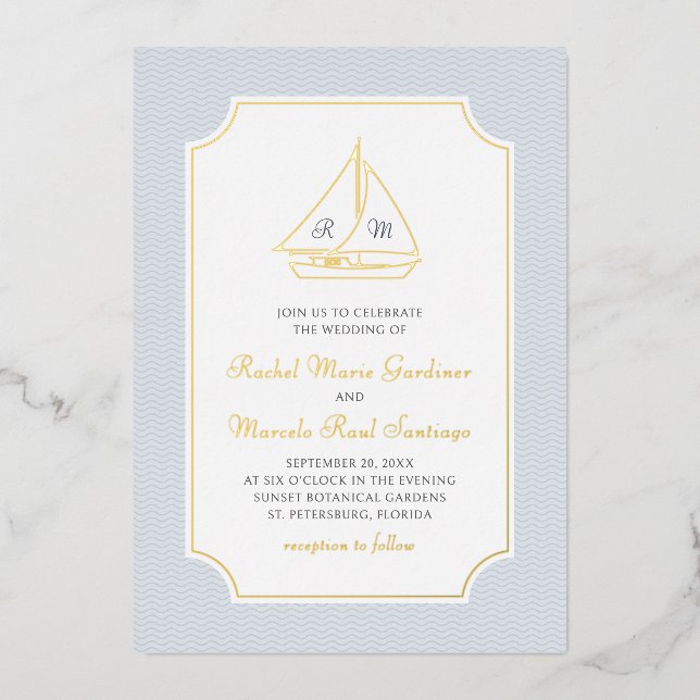 Nautical Sailboat Minimalist Preppy Wedding (Front)