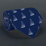 Nautical Sailboat Navy Tie<br><div class="desc">An elegant navy and white sailboat themed necktie.</div>