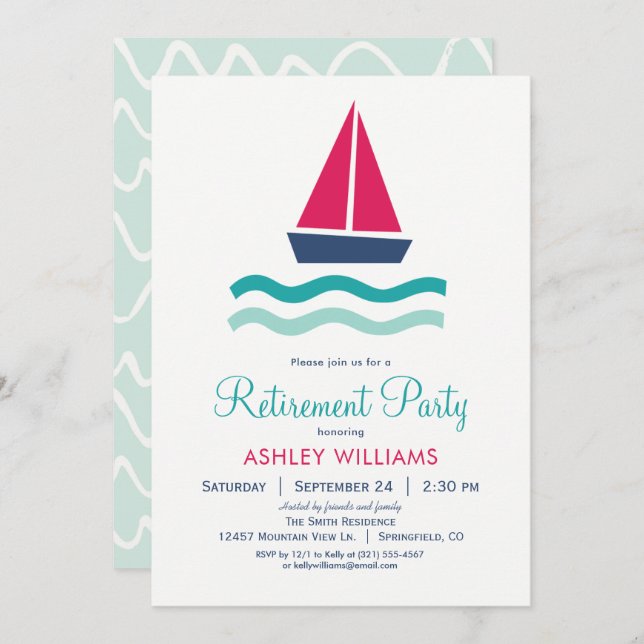 Nautical Sailboat Retirement Party Invitation (Front/Back)