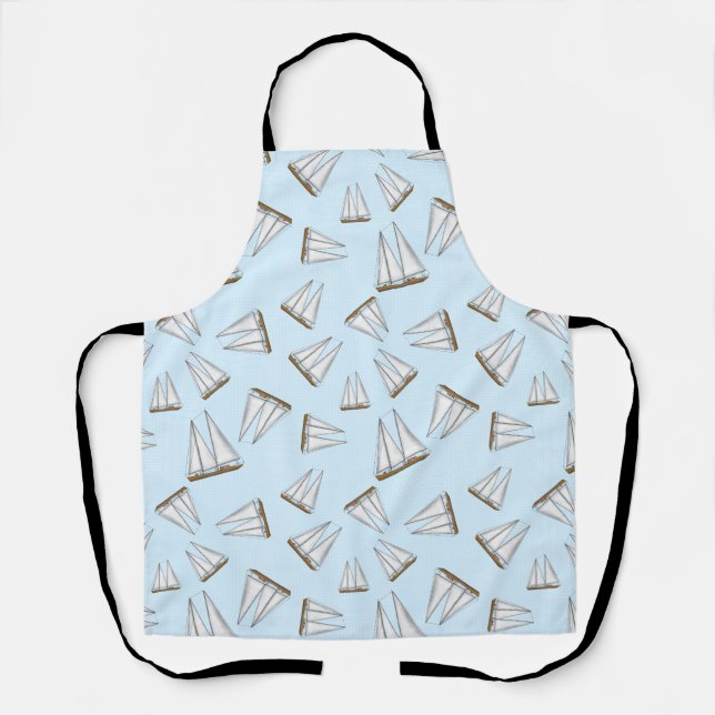 Nautical Sailboat Sailing Adventure Light Blue Apron (Front)