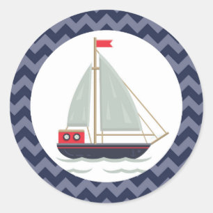 Nautical Sailboat Sailing Boat Baby Shower Party Classic Round Sticker