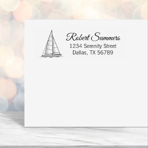 Nautical Sailboat Sailing Boat Yacht Address 3 Self-inking Stamp
