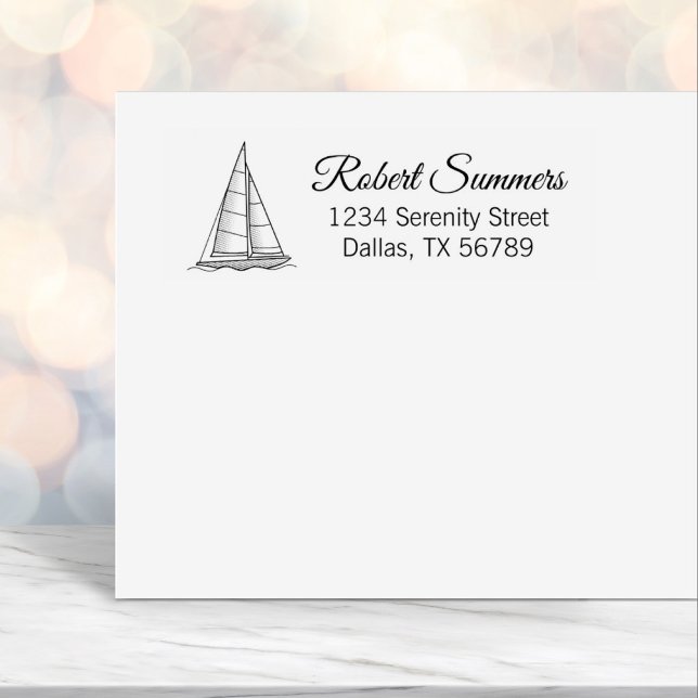 Nautical Sailboat Sailing Boat Yacht Address 3 Self-inking Stamp (Creator Uploaded)