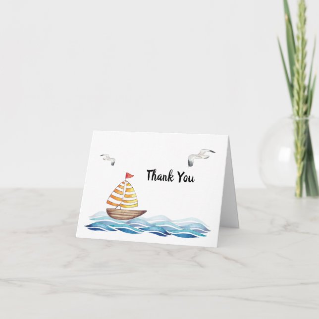 Nautical Sailboat Thank You Card (Front)