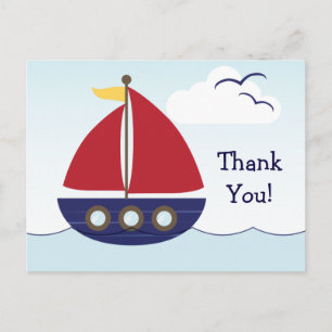 Nautical Sailboat Thank You Postcard