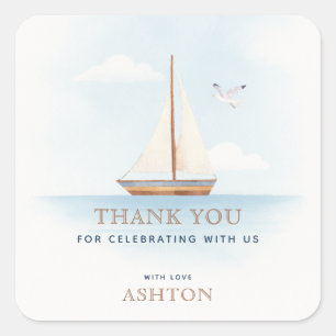 Nautical Sailboat Thank you  Square Sticker