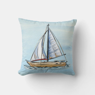 Nautical Sailboat Throw Pillow