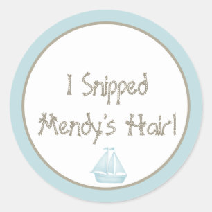 Nautical sailboat upsherin  classic round sticker