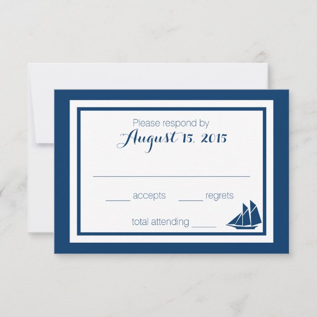 Nautical Sailboat Wedding RSVP Card (Front)