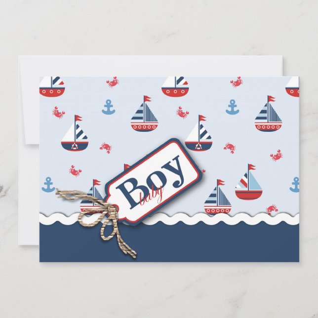 Nautical Sailboats Baby Shower Invitations (Front)