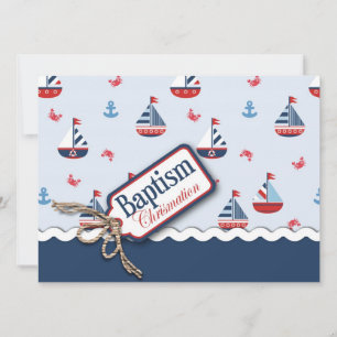 Nautical Sailboats Baptism Invitation