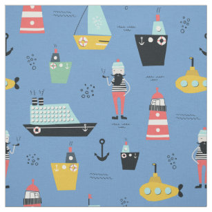 Nautical sailboats lighthouse ships sailorman fabric