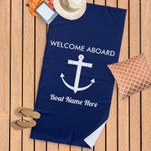 Nautical Sailing Anchor Navy Blue Welcome Aboard