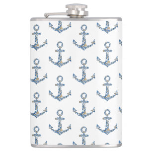 Nautical Sailing Boat Anchor Unusual Collage Hip Flask