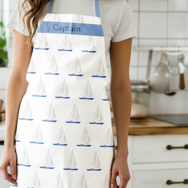Nautical Sailing Boat Coastal Apron (Sail Boat Apron)