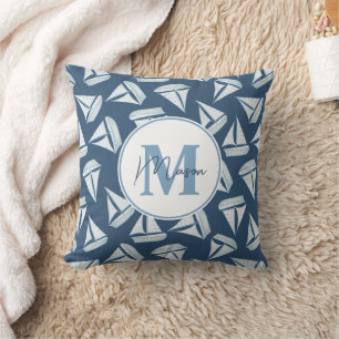 Nautical Sailing Boats Custom Name & Monogram Cushion