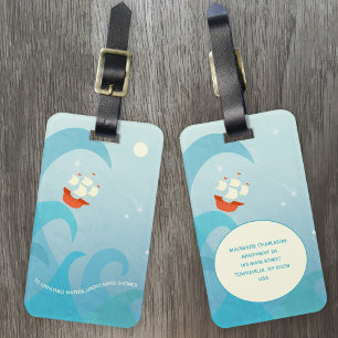 Nautical Sailing Quote Boat Art Custom Name Luggage Tag