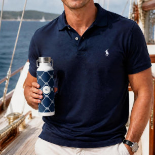 Nautical Sailing Ropes Monogrammed Water Bottle