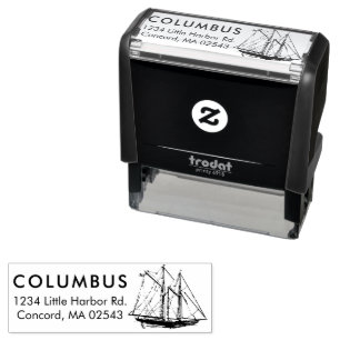 Nautical Sailing Ship Return Address Rubber Stamp