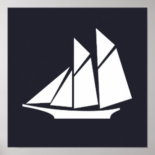 nautical SAILING SHIP silhouette   Poster