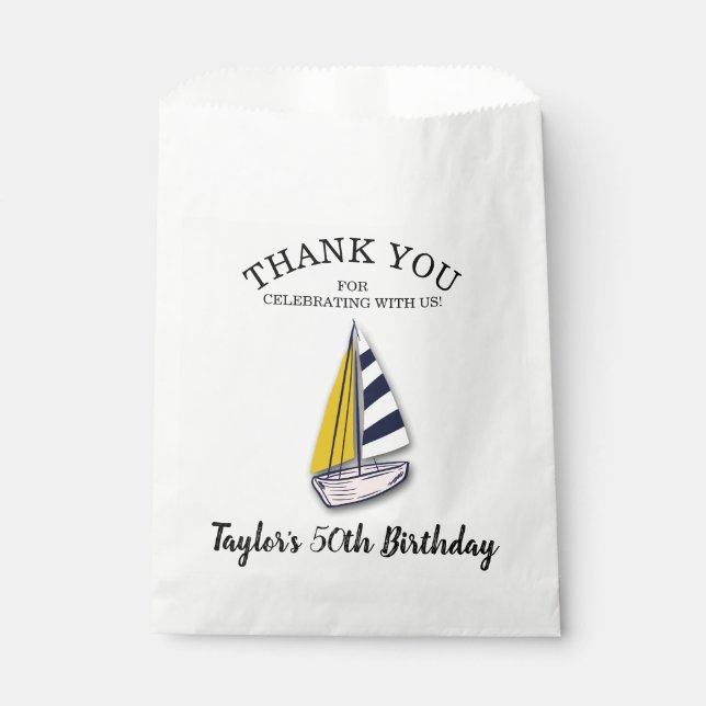 Nautical Sailing Thank You Favour Bags (Front)
