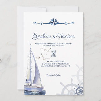 Nautical Sailing Yacht Wedding Invitation