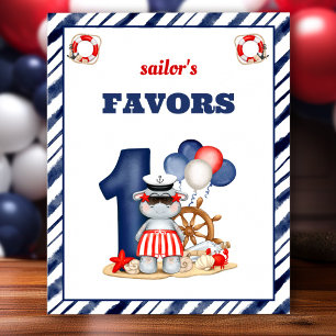 Nautical Sailor 1st Birthday Boat Boy Favour Sign