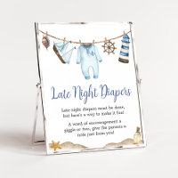Nautical Sailor Ahoy Baby Shower Late Night Diaper