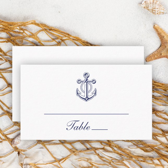Nautical Sailor Navy Blue Anchor Wedding Place Card (Creator Uploaded)