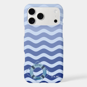 Nautical Sailor Navy Blue Waves Stripe