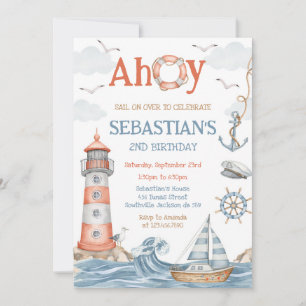 Nautical Sailor Theme Birthday Invitation