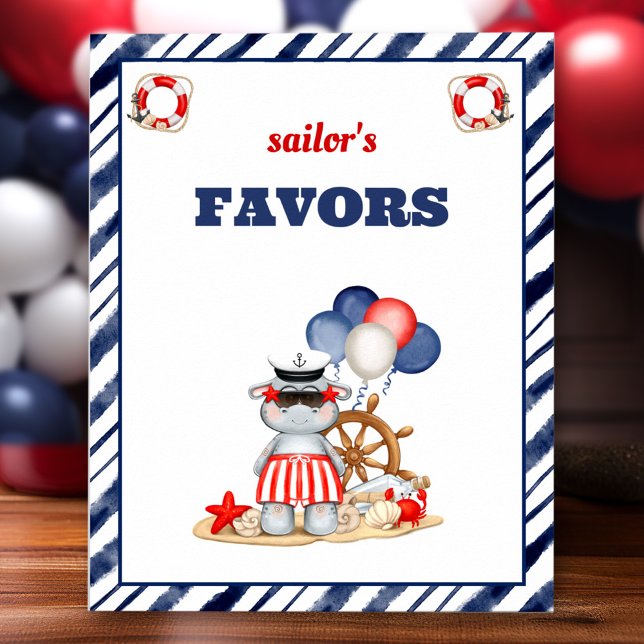 Nautical Sailor Toddler Birthday Boat Favour Sign (Nautical Sailor Toddler Birthday Boat Favor Sign)