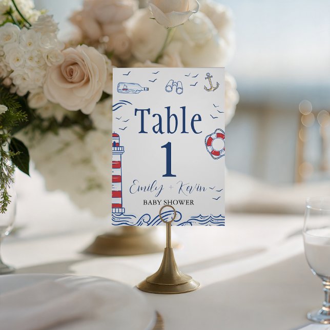 Nautical Sailor Wheel Shower Table Numbers Sign (Creator Uploaded)