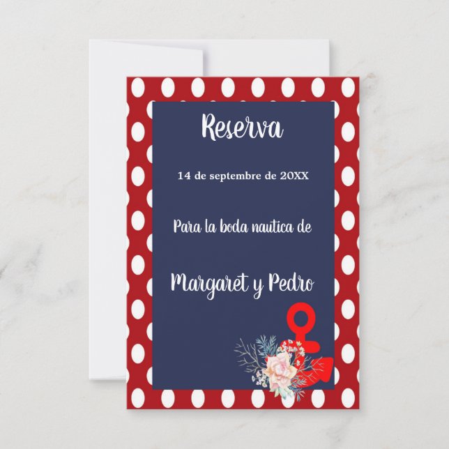 Nautical Save the Date for Wedding in Spanish (Front)