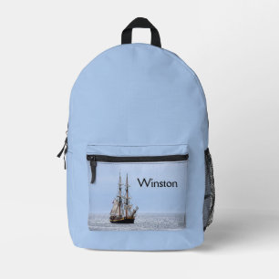 Nautical Schooner Blue Skies Personal Printed Backpack