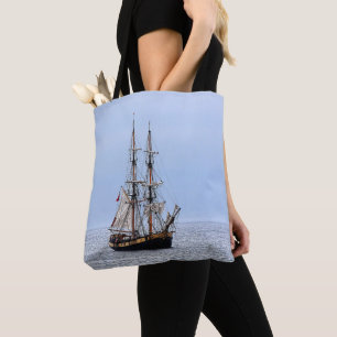 Nautical Schooner Blue Skies Tote Bag