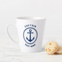 Nautical Sea Anchor Captain & Boat or Name 2 Sided