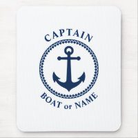 Nautical Sea Anchor Captain Boat or Name Navy Blue