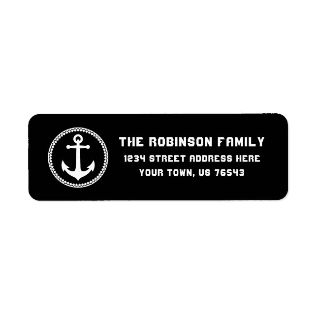 Nautical Sea Anchor White Diamond Circle Address (Front)
