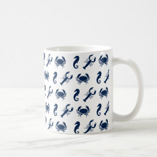 Nautical Sea Animals pattern lobster crab seahorse Coffee Mug
