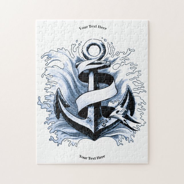 Nautical Sea Blue Anchor Jigsaw Puzzle (Vertical)